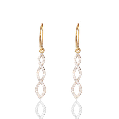 18K Yellow Gold Drop Earrings with Natural Diamond 0.68 Ct. Certified