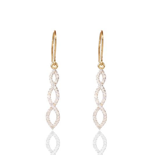 18K Yellow Gold Drop Earrings with Natural Diamond 0.68 Ct. Certified
