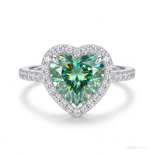 11.20 ct DEW Certified Heart Cut Blue Moissanite Solitaire Ring In 18K Gold Plated Verm 18K Gold Plated – white background main image