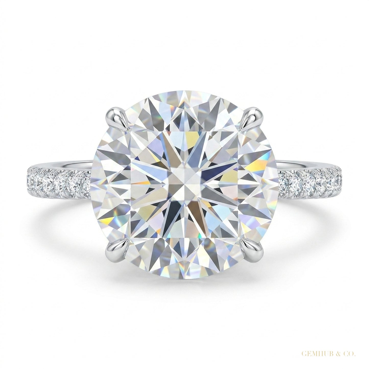 11.50 ct DEW Certified White Moissanite Solitaire Ring – Luxury Jewelry for Fall 18K Go 18K Gold Plated – white background main image