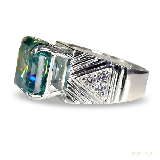 11.55 ct DEW Blue Moissanite Ring Eye-Catching Gift for Wife or Sister 18K Gold Plated 18K Gold Plated – white background main image