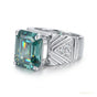 11.55 ct DEW Certified Blue Moissanite Asscher Cut Ring – Rare Christmas Gift in Silver 18K Gold Plated