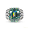 11.75 ct DEW Certified Round Cut Blue Moissanite Solitaire Ring 18K Gold Plated – white background main image