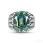 11.75 ct DEW Certified Round Cut Blue Moissanite Solitaire Ring 18K Gold Plated