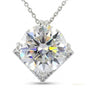 11.00 ct DEW White Moissanite Solitaire Pendant in Gold Vermeil Certified Gift