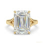 12.30 ct DEW Emerald Off White Moissanite Ring in – July Wedding Gift 18K Gold Plated V 18K Gold Plated