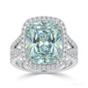 12.50 ct DEW Cushion Cut Blue Moissanite Ring Birthday Gift for Wife 18K Gold Plated Ve 18K Gold Plated – white background main image
