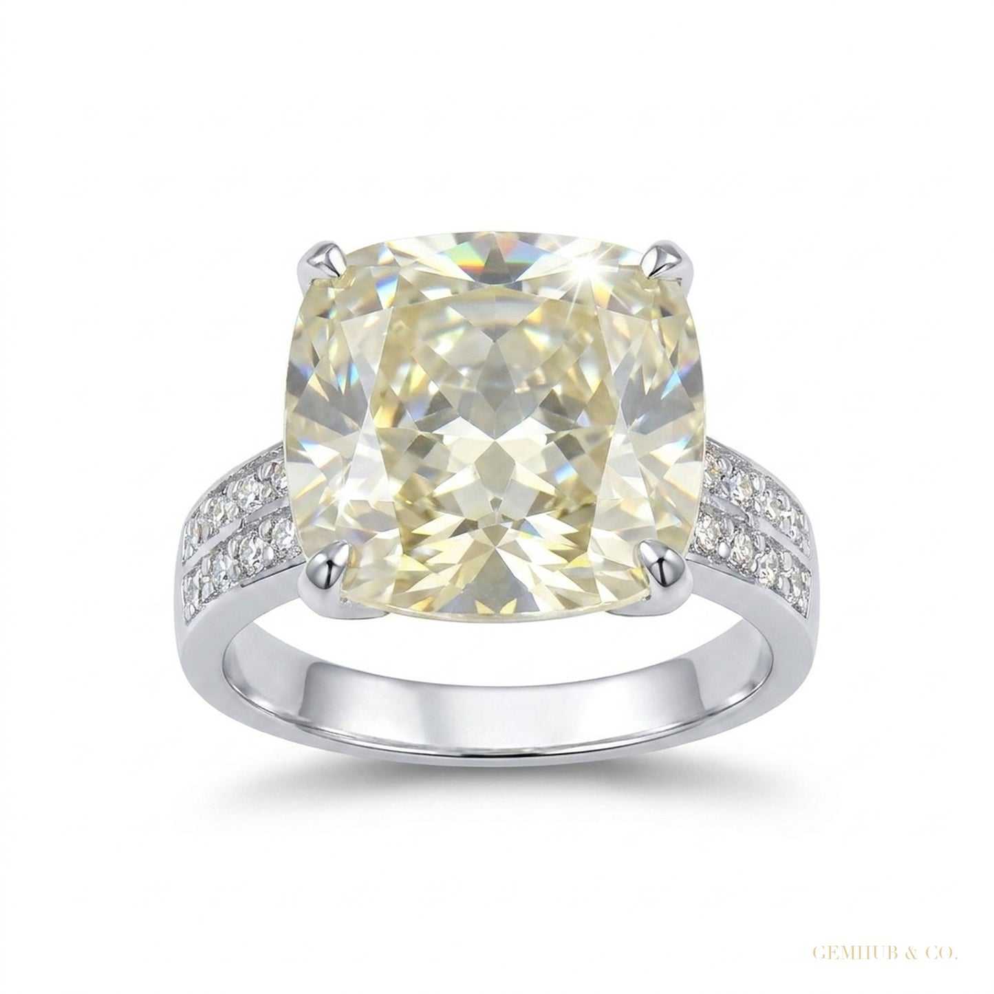 12.65 ct DEW Certified Emerald Cut Moissanite Solitaire Ring in For New Year 18K Gold P 18K Gold Plated – white background main image