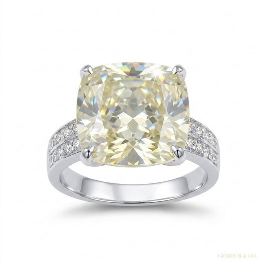 12.65 ct DEW Certified Emerald Cut Moissanite Solitaire Ring in For New Year 18K Gold P 18K Gold Plated – white background main image