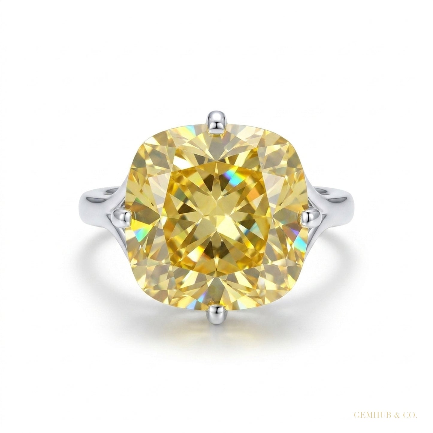 12.80 ct DEW Champagne Moissanite Ring in Certified Prong Setting 18K Gold Plated Verme 18K Gold Plated – white background main image