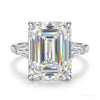 14.50 ct DEW EGL Certified White Emerald Cut Moissanite Ring 18K Gold Plated – white background main image