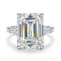 14.50 ct DEW EGL Certified White Emerald Cut Moissanite Ring 18K Gold Plated