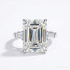 14.50 ct DEW Emerald Cut Off White Moissanite Ring – Bridal Jewelry 18K Gold Plated Ver 18K Gold Plated – white background main image