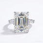 14.50 ct DEW Emerald Cut Off White Moissanite Ring – Bridal Jewelry 18K Gold Plated Ver 18K Gold Plated