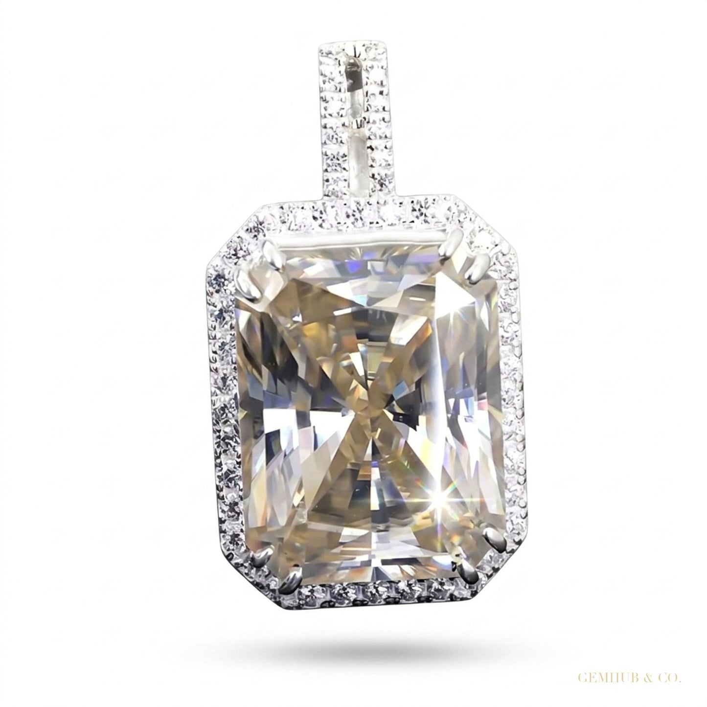 14.50 ct DEW F VS1 Moissanite Pendant in Gold Vermeil – Special Anniversary Jewelry – white background main image