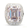 15.20 ct DEW Emerald Off White Moissanite Ring in Rings 18K Gold Plated – white background main image