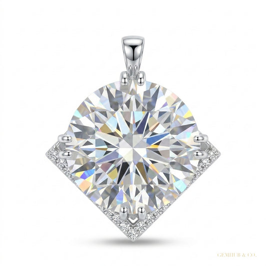 15 ct DEW White Moissanite Pendant in Gold Vermeil Certified Luxury Holiday Jewelry – white background main image