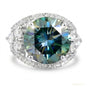 16.10 ct DEW Blue Moissanite Solitaire Ring Elegant Festival Gift for Her 18K Gold Plat 18K Gold Plated