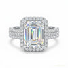 16.90 ct DEW Emerald Cut Moissanite Solitaire Ring Anniversary Gift Her 18K Gold Plated – white background main image