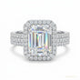16.90 ct DEW Emerald Cut Moissanite Solitaire Ring Anniversary Gift Her 18K Gold Plated