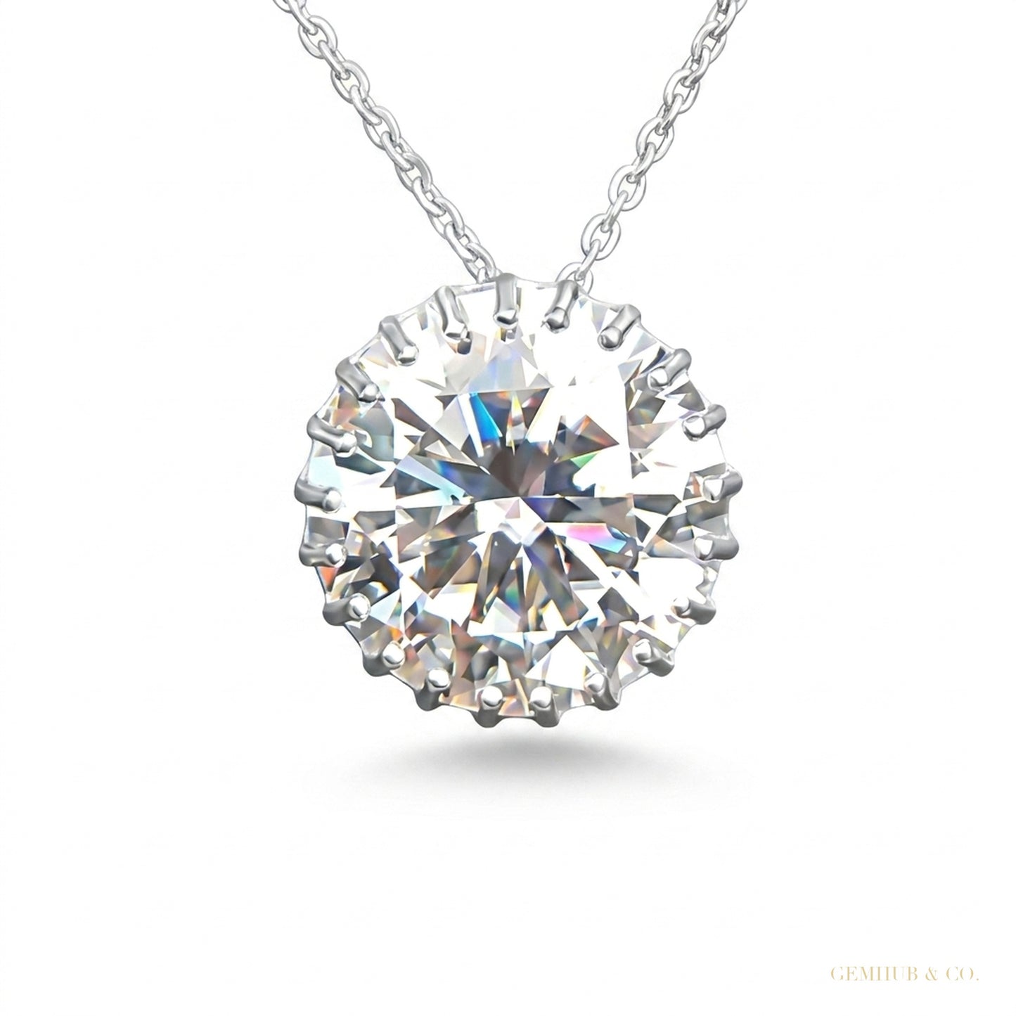 16 ct DEW Certified F VS1 Moissanite Pendant in Gold Vermeil –Jewelry for Women – white background main image