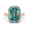 17.60 ct DEW Blue Emerald Cut Moissanite Ring Bold Statement Gift Ring 18K Gold Plated 18K Gold Plated – white background main image