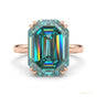 17.60 ct DEW Blue Emerald Cut Moissanite Ring Bold Statement Gift Ring 18K Gold Plated 18K Gold Plated
