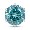 17.2 ct DEW Certified Round Cut Blue Moissanite Gold Vermeil Solitaire Ring – white background main image
