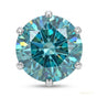 17.2 ct DEW Certified Round Cut Blue Moissanite Gold Vermeil Solitaire Ring