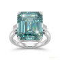 18.60 ct DEW Emerald Cut Blue Moissanite Ring in Certified Statement 18K Gold Plated Ve 18K Gold Plated