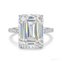 18.65 ct DEW Emerald Cut Certified White Moissanite Ring For Mother's Day 18K Gold Plat 18K Gold Plated