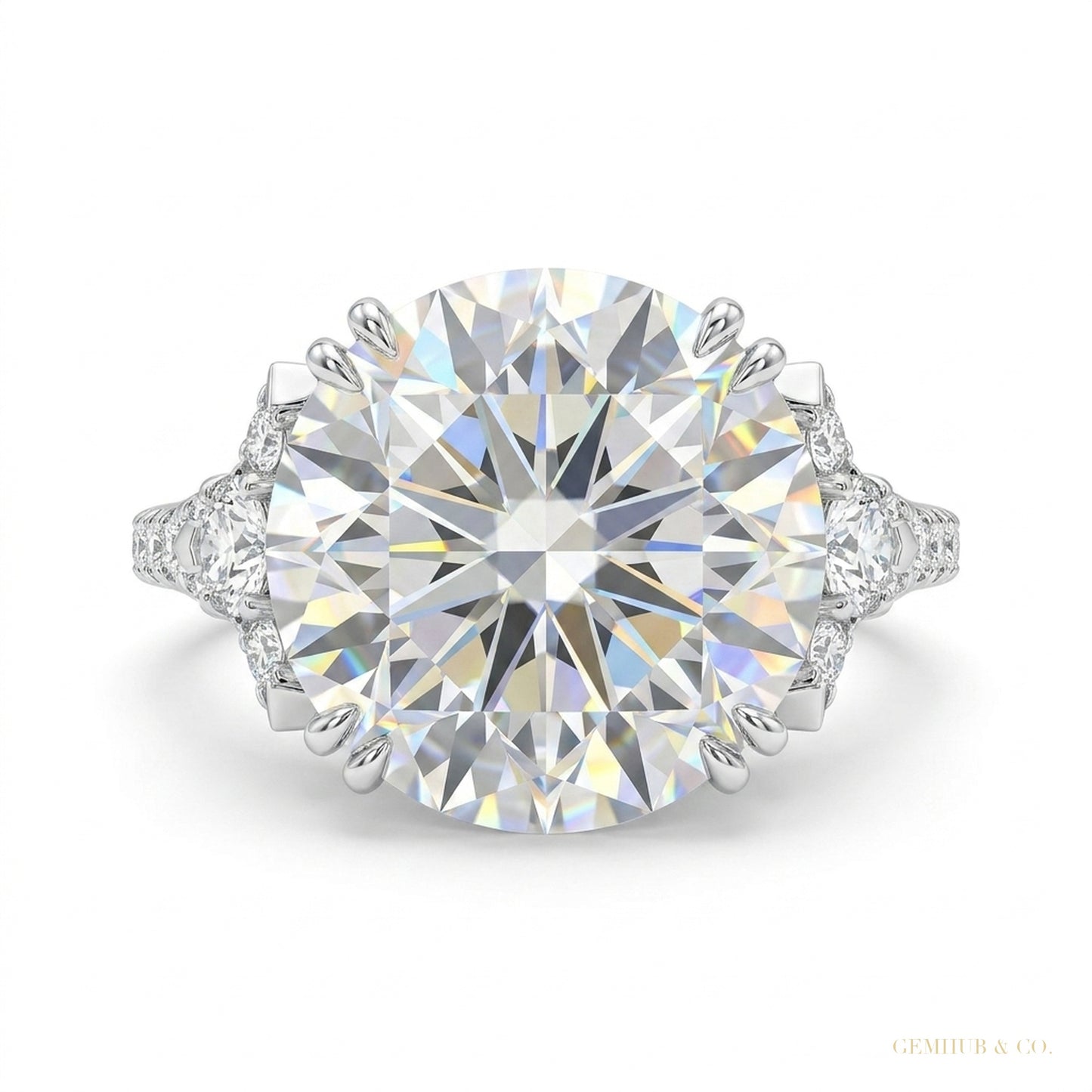 18.85 ct DEW Certified White Moissanite Solitaire Ring – Glamorous Bridal Jewelry 18K G 18K Gold Plated – white background main image