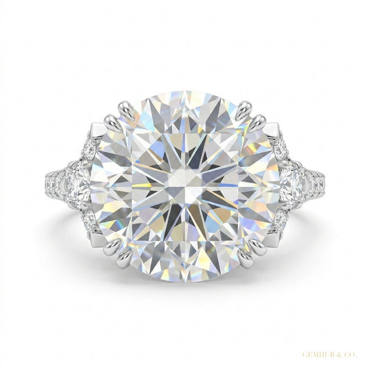 18.85 ct DEW Certified White Moissanite Solitaire Ring – Glamorous Bridal Jewelry 18K G 18K Gold Plated – white background main image