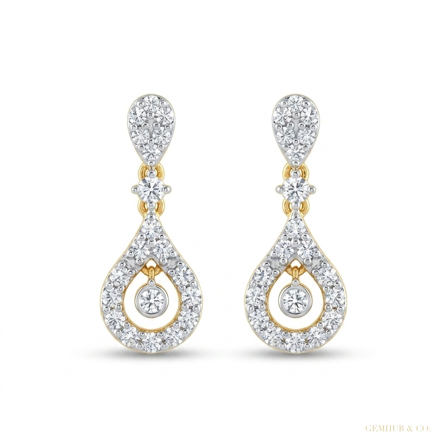 18K Yellow Gold Diamond Stud Earrings with 0.39 Ct. IGI Certified – white background main image