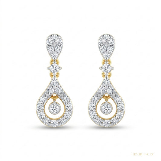 18K Yellow Gold Diamond Stud Earrings with 0.39 Ct. IGI Certified – white background main image