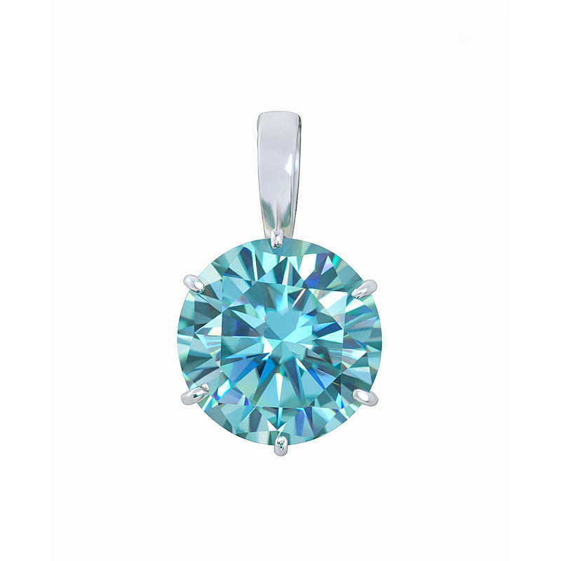 9.30 Ct Certified Blue Moissanite Pendant Gold Vermeil Anniversary Jewelry Gift