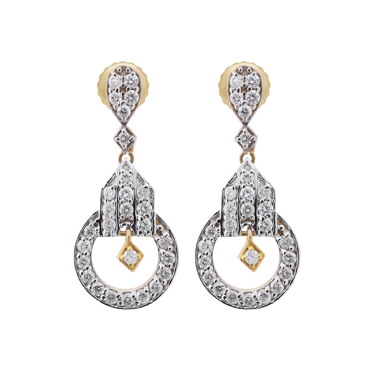 1.05 Ct. IGI Certified Natural Diamond  Dangle Earrings in 18K Yellow Gold