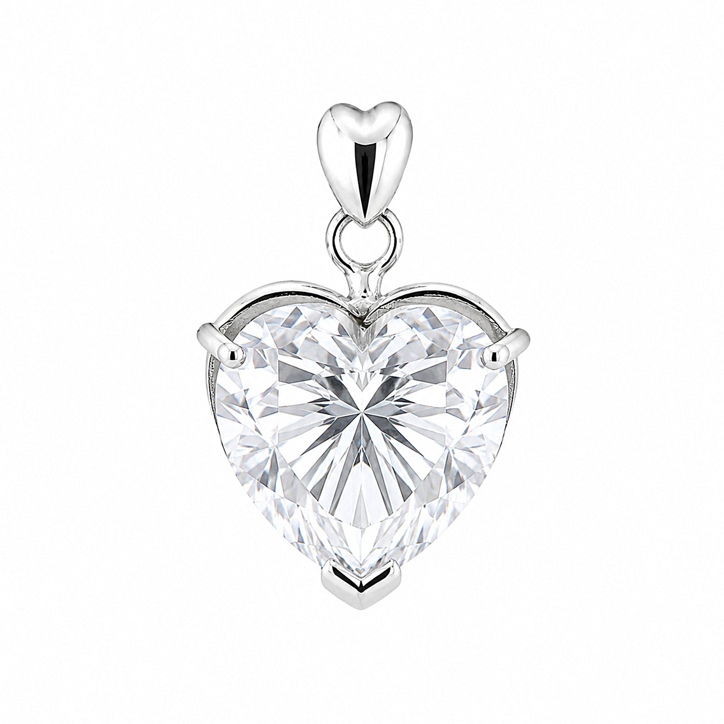 7.50ct DEW White Moissanite Heart Cut Pendant Necklace