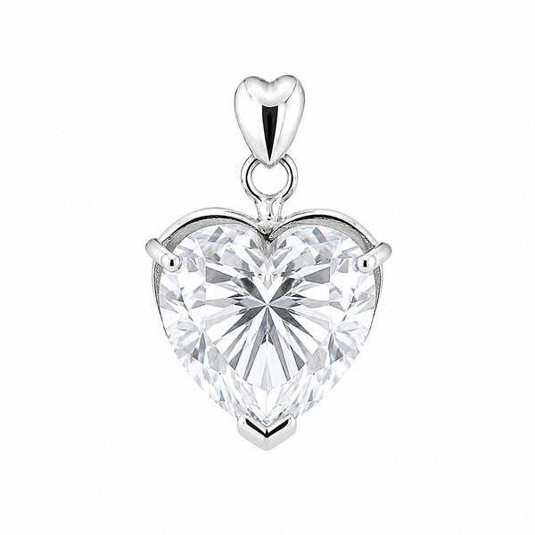 7.50ct DEW White Moissanite Heart Cut Pendant Necklace