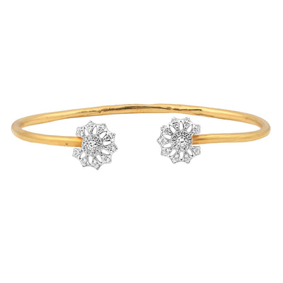 IGI Certified 18KT Yellow Gold 0.57 Ct. Blooming Diamond Bangle Bracelet