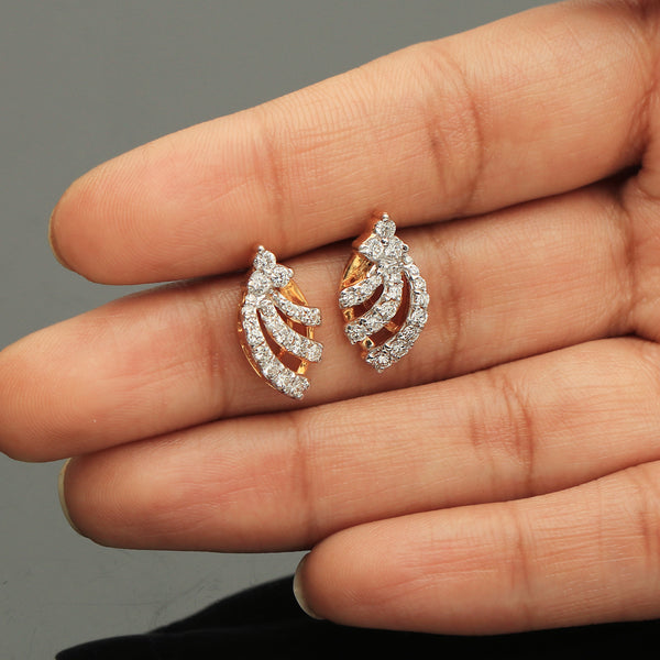 Natural 18K Yellow Gold Diamond Earrings - Certified jewelry for women