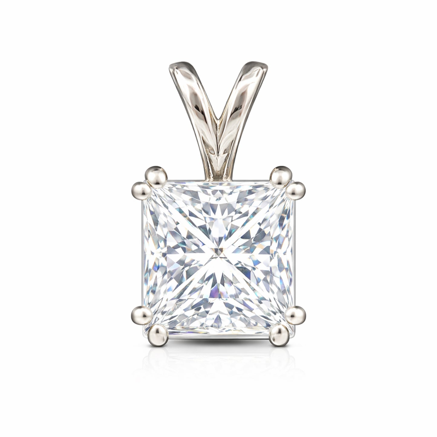 5.65 ct DEW Princess Cut Moissanite Pendant Gold Vermeil Holiday Jewelry Gift