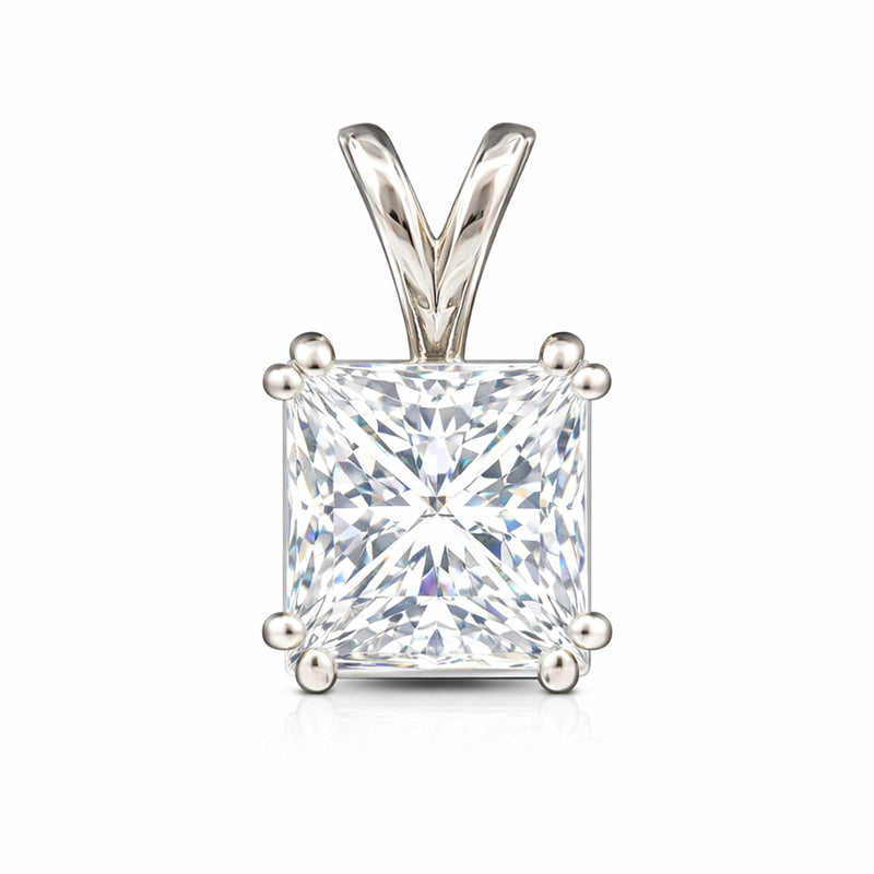 5.65 Ct Princess Cut Moissanite Pendant Gold Vermeil Holiday Jewelry Gift