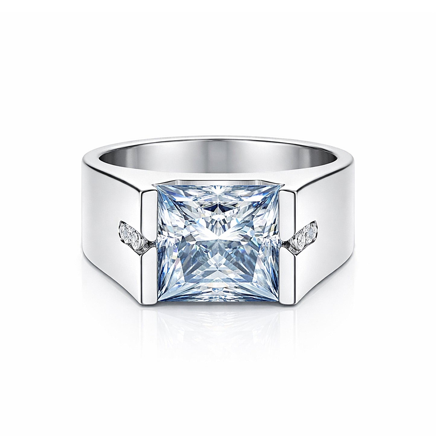 15.80 Ct Princess Cut Blue Moissanite Ring for Men in – Statement 18K Gold Plated V 18K Gold Plated