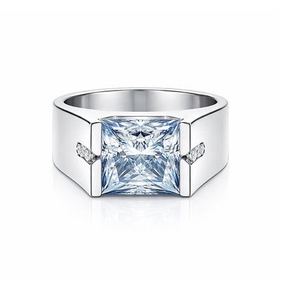 15.80 ct DEW Princess Cut Blue Moissanite Ring for Men in – Statement 18K Gold Plated V 18K Gold Plated