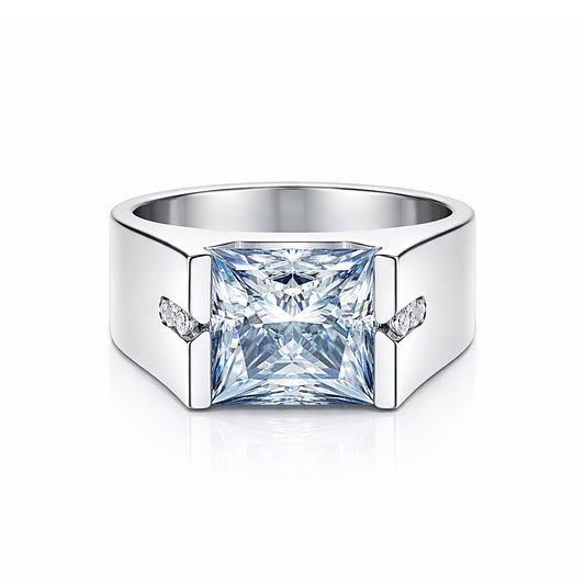 15.80 ct DEW Princess Cut Blue Moissanite Ring for Men in – Statement 18K Gold Plated V 18K Gold Plated
