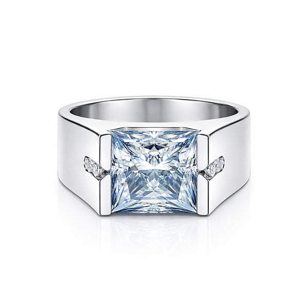 15.80 Ct Princess Cut Blue Moissanite Ring for Men in – Statement 18K Gold Plated V 18K Gold Plated
