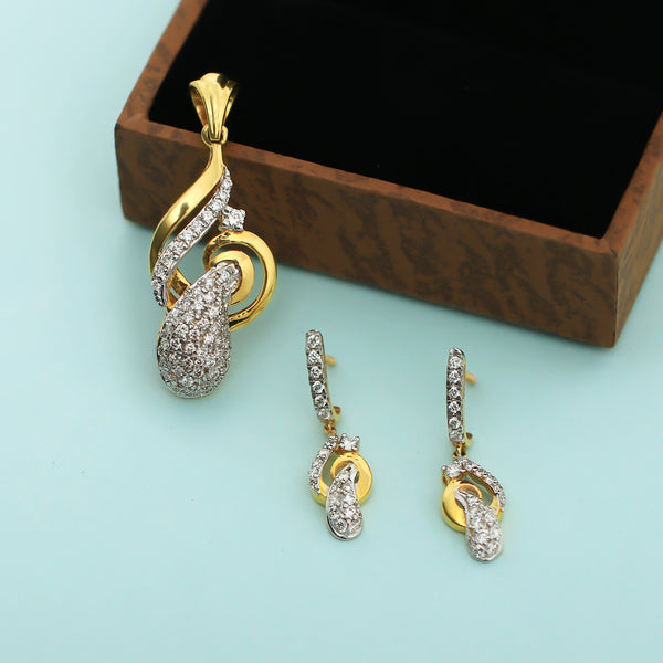 18KT 1.26 Ct Natural Diamond Pendant And Earrings Set, IGI Certified Jewelry