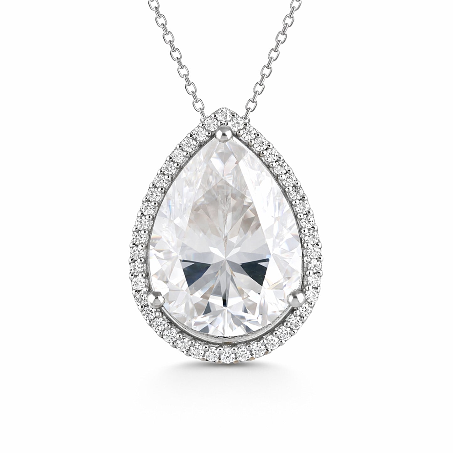 25.50 ct DEW Certified White Moissanite Pendant in 925 Silver – Anniversary Gift