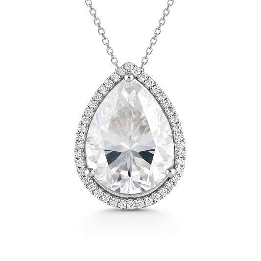 25.50 Ct Certified White Moissanite Pendant in 925 Silver – Anniversary Gift